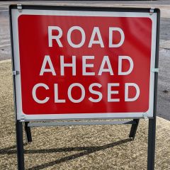 Road Ahead Closed Metal Sign Frame