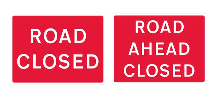 road closed banners